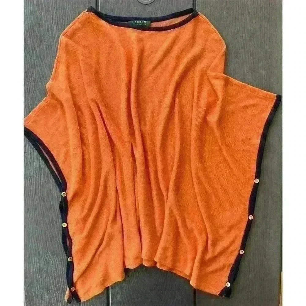 Lauren Ralph Lauren Sleeveless Kaftan Sweater Sz Small/Medium Orange *FLAW* - Picture 2 of 12